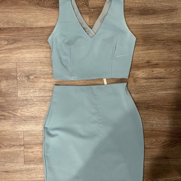 Solemio Light Blue Skirt and Top Matching Set - Picture 2 of 3